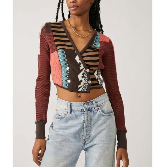 Free People Pieces Of Me Patchwork Boho Top Size Small - Picture 3 of 16